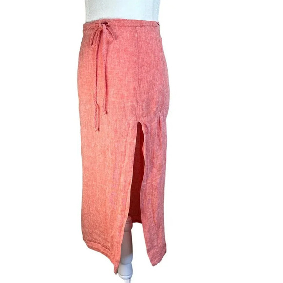 Matthew Burch Drawstring Midi Skirt in Red 1 Womens Linen - Picture 7 of 16